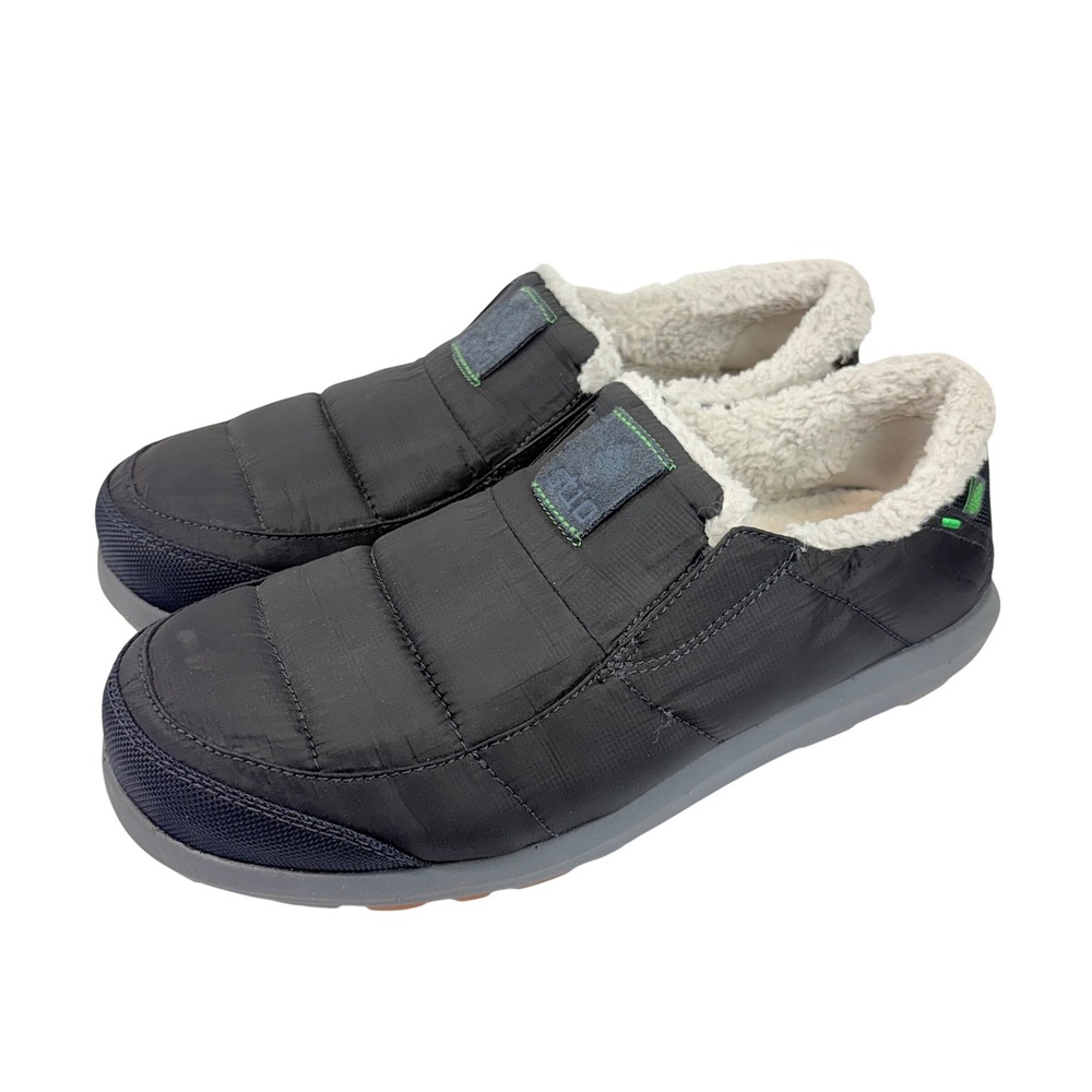 Stio Colter Mountain Slip Mens 9 Black Quilted Fleece Lined Outdoor Slippers